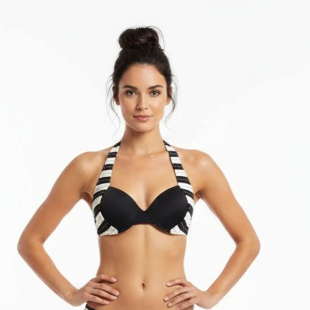 A Che Black & White Contour Underwire Bikini Bathing Suit Top NEW T4
